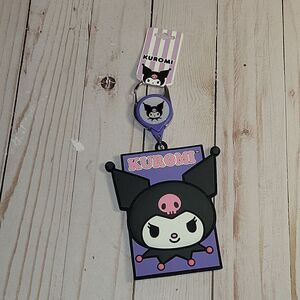 Kuromi ID Badge Holder with Retractable Lanyard Purple Black New